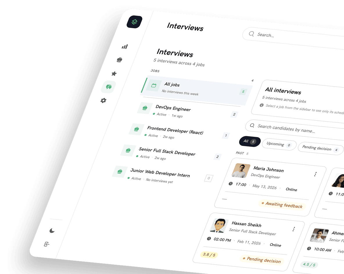 Interviews dashboard preview